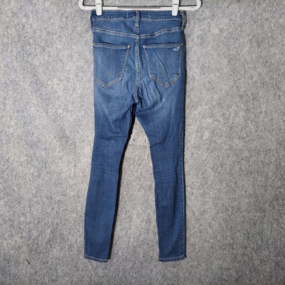 Hollister Women Jeans 3 Short High Jegging Distressed Trashed Stonewash Stretch - Picture 6 of 10